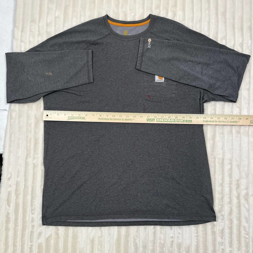 Carhartt Force XL Heather Gray Grey Longsleeve Workwear Utility Outdoor T-Shirt - Picture 2 of 6